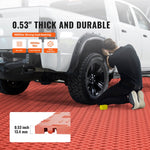 VEVOR Garage Tiles Interlocking, 12 x 12 x 0.53 inch 25 Pack Garage Floor Covering Tiles, Non-Slip Double-Sided Texture Garage Flooring Tiles, for Garages, Basements, Repair Shops, Red