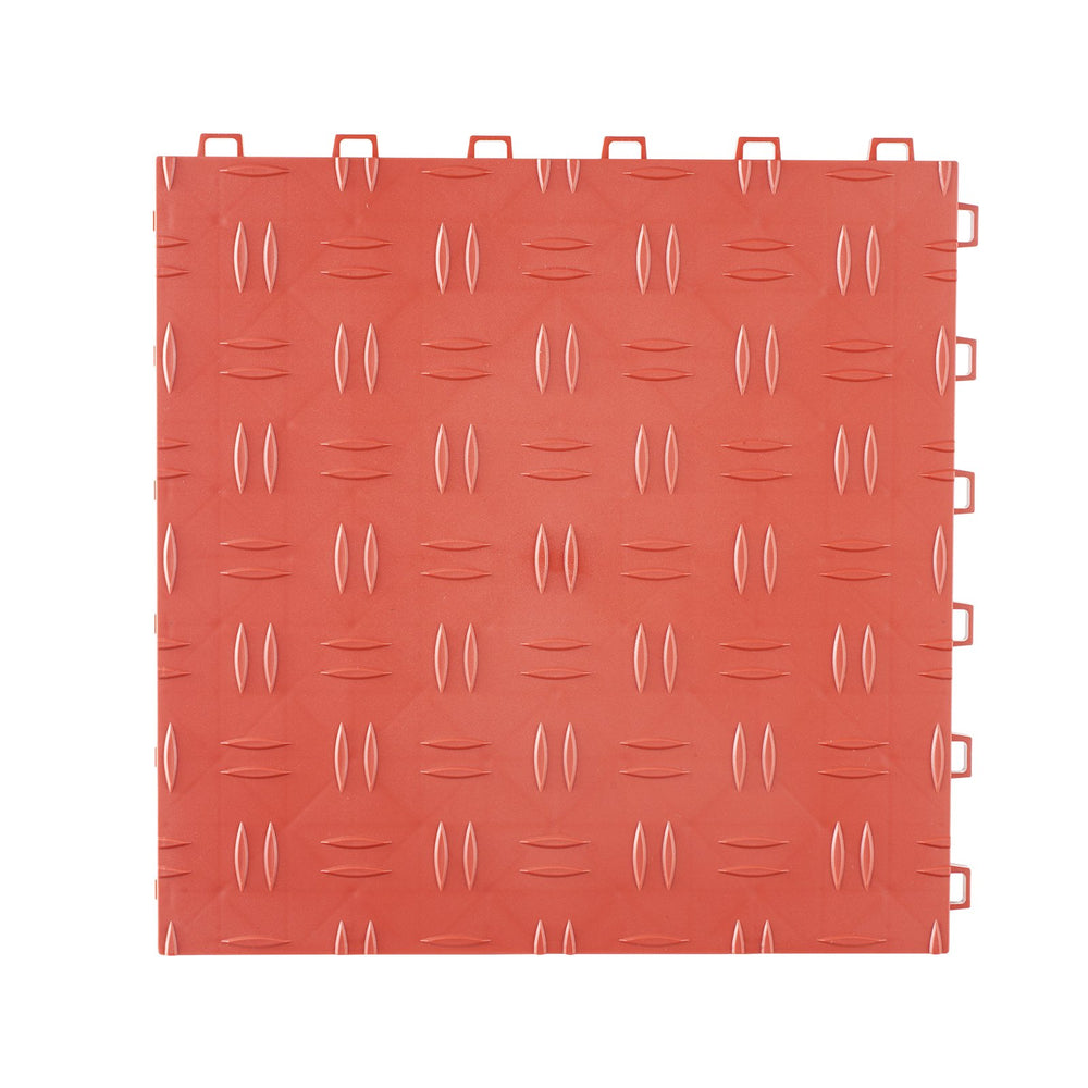 VEVOR Garage Tiles Interlocking, 12 x 12 x 0.53 inch 25 Pack Garage Floor Covering Tiles, Non-Slip Double-Sided Texture Garage Flooring Tiles, for Garages, Basements, Repair Shops, Red
