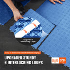 VEVOR Garage Tiles Interlocking, 12 x 12 x 0.53 inch 25 Pack Garage Floor Covering Tiles, Non-Slip Double-Sided Texture Garage Flooring Tiles, for Garages, Basements, Repair Shops, Blue