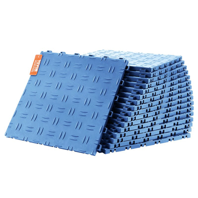 VEVOR Garage Tiles Interlocking, 12 x 12 x 0.53 inch 25 Pack Garage Floor Covering Tiles, Non-Slip Double-Sided Texture Garage Flooring Tiles, for Garages, Basements, Repair Shops, Blue
