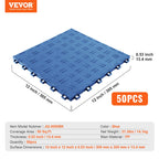 VEVOR Garage Tiles Interlocking, 12 x 12 x 0.53 inch 50 Pack Garage Floor Covering Tiles, Non-Slip Double-Sided Texture Garage Flooring Tiles, for Garages, Basements, Repair Shops, Blue