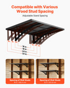 VEVOR 2-Tier Heavy Duty Wall Garage Shelving, 610 x 914 mm Steel Wall Mounted Shelving Unit, 610 x 914 mm Per Shelf Floating Storage Metal Rack for Garage with 254 kg Total Weight Capacity, Black