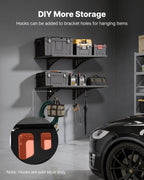 VEVOR 2-Tier Heavy Duty Wall Garage Shelving, 610 x 914 mm Steel Wall Mounted Shelving Unit, 610 x 914 mm Per Shelf Floating Storage Metal Rack for Garage with 254 kg Total Weight Capacity, Black