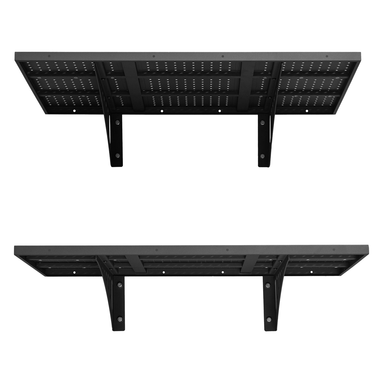VEVOR 2-Tier Heavy Duty Wall Garage Shelving, 610 x 914 mm Steel Wall Mounted Shelving Unit, 610 x 914 mm Per Shelf Floating Storage Metal Rack for Garage with 254 kg Total Weight Capacity, Black