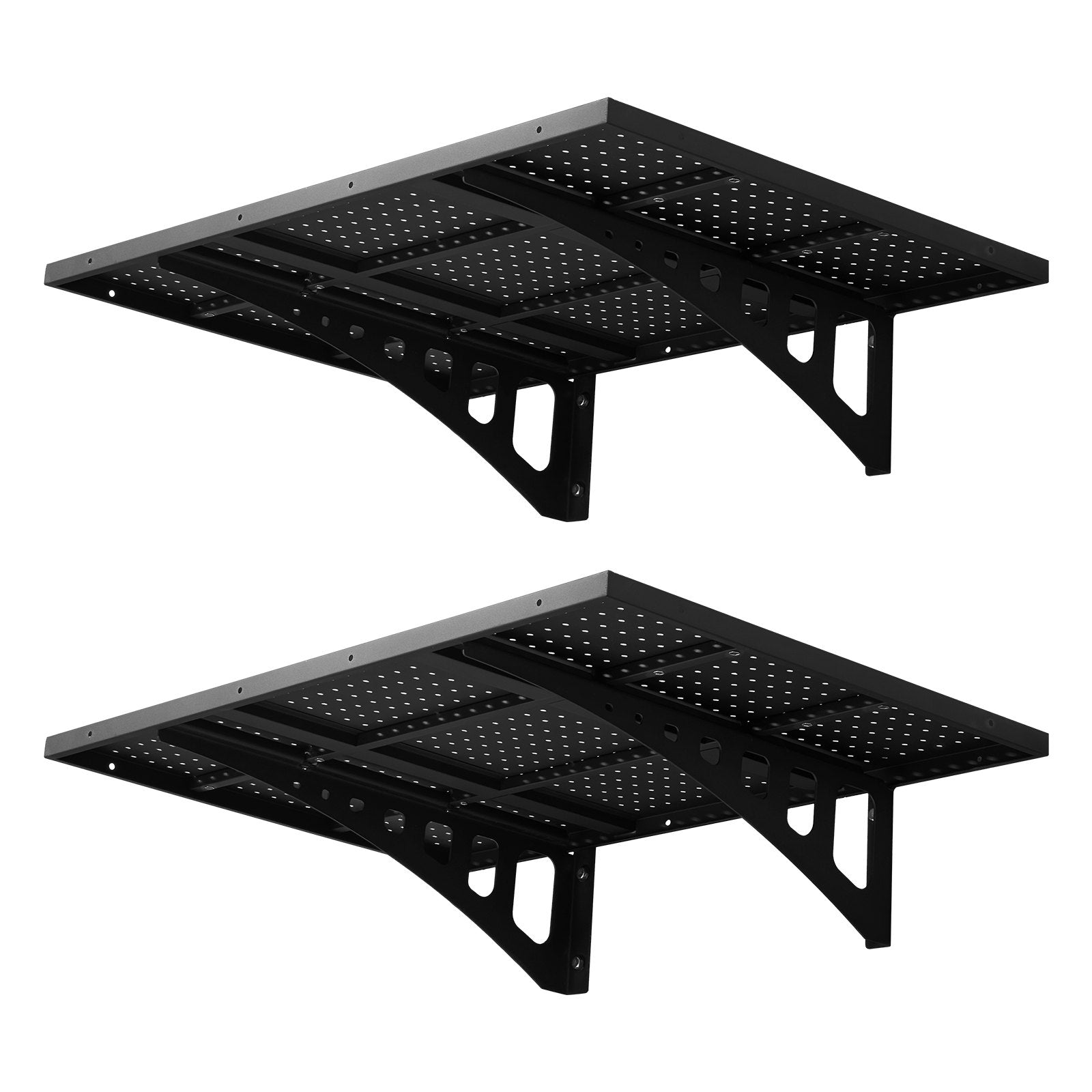 VEVOR 2-Tier Heavy Duty Wall Garage Shelving, 610 x 914 mm Steel Wall Mounted Shelving Unit, 610 x 914 mm Per Shelf Floating Storage Metal Rack for Garage with 254 kg Total Weight Capacity, Black