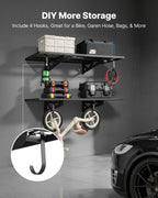 VEVOR 2-Tier Heavy Duty Wall Garage Shelving, 610 x 1219 mm Steel Wall Mounted Shelving Unit with Hooks, 610 x 1219 mm Per Shelf Floating Storage Metal Rack for Garage, 227 kg Total Weight Capacity