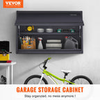 VEVOR Metal Storage Cabinet, 54.4 kg Load Capacity per Shelf, 50.8 cm Tall Wall-Mounted Powder-Coating Steel Garage Cabinet with Adjustable Shelf, Press to Lock & Open Door, Perfect for Office Home Garage