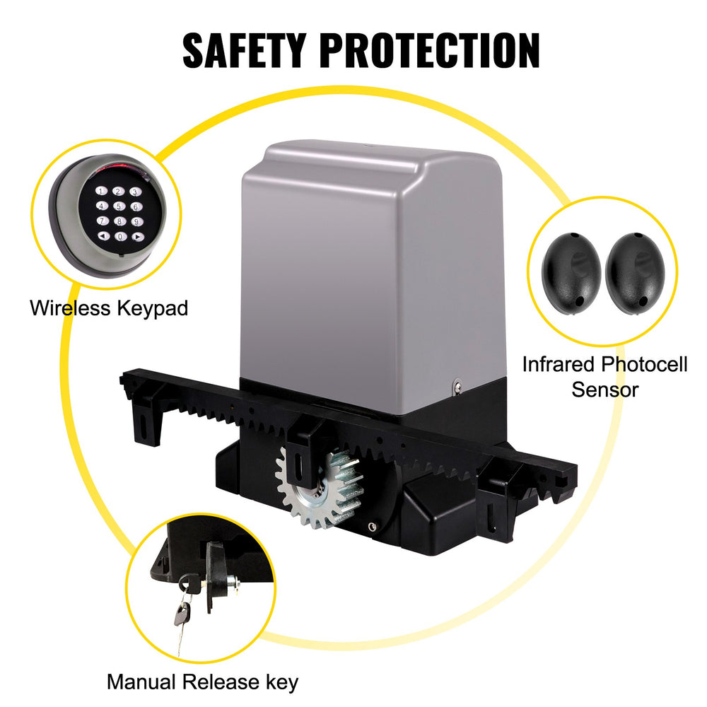 VEVOR Sliding Gate Opener, 1800 KG 5 m, Automatic Sliding Gate with 4 Remote Controllers & APP Control, Electric Rolling Driveway Slide Gate Motor, Complete Gate Operator Hardware Security System Kit