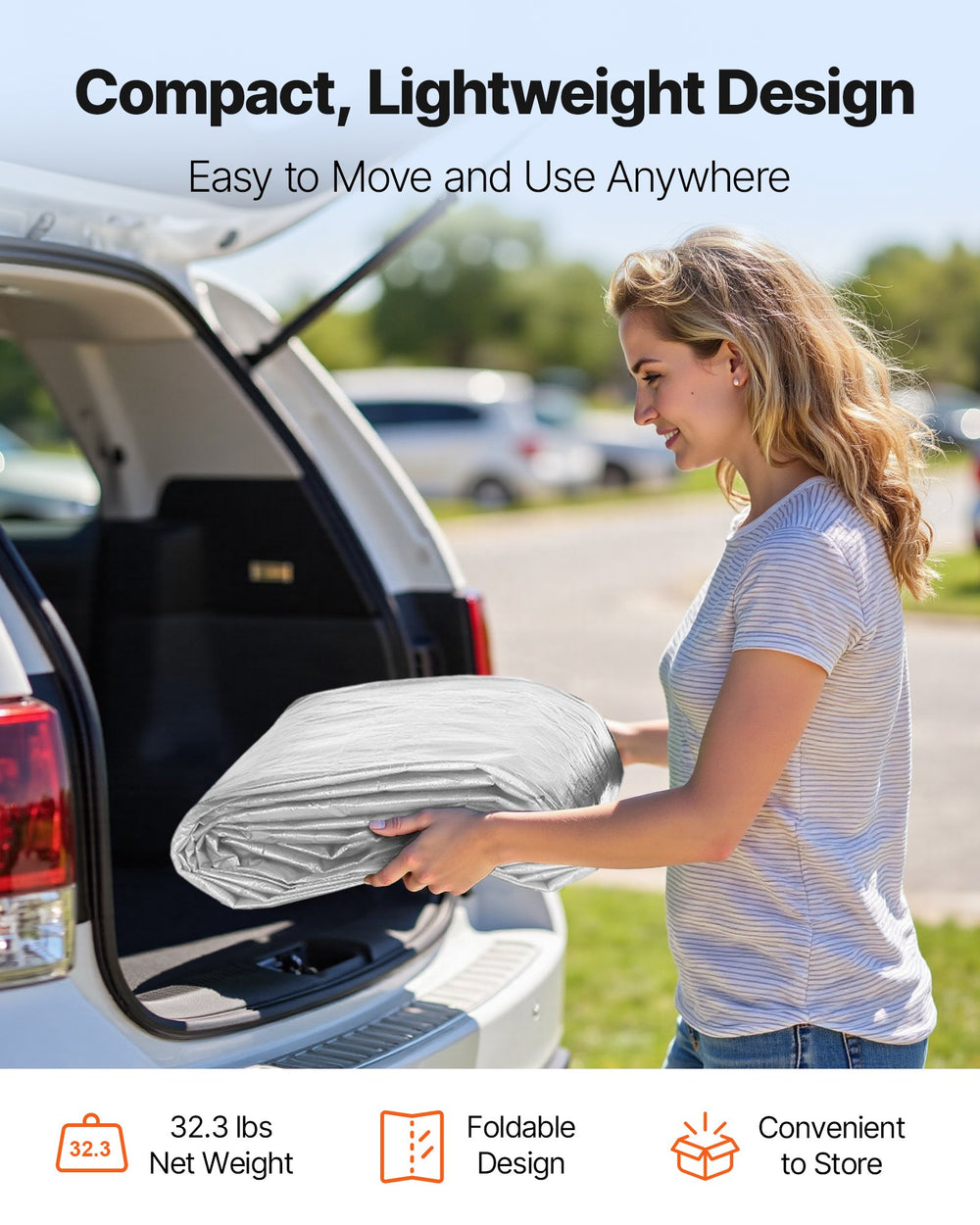 VEVOR Carport Replacement Canopy, 3.6x 6 m Potable Garage Tent Top Tarp with Sidewalls, UV-Resistant & Waterproof, Heavy Duty Car Shelter Tarp with Ball Buggees, Grey, Frame Not Included