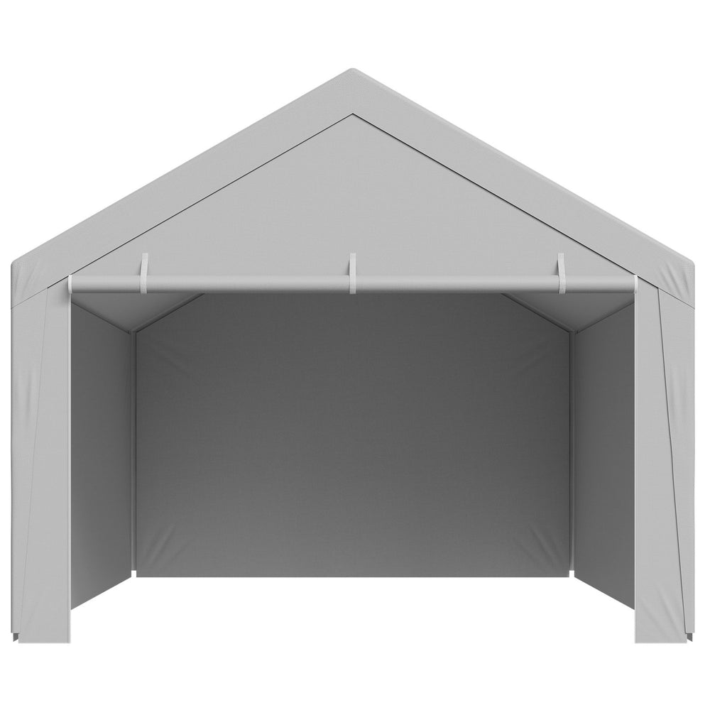 VEVOR Carport Replacement Canopy, 3.6x 6 m Potable Garage Tent Top Tarp with Sidewalls, UV-Resistant & Waterproof, Heavy Duty Car Shelter Tarp with Ball Buggees, Grey, Frame Not Included