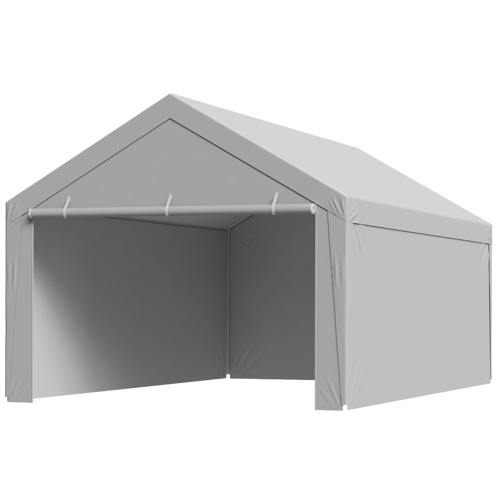 VEVOR Carport Replacement Canopy, 3.6x 6 m Potable Garage Tent Top Tarp with Sidewalls, UV-Resistant & Waterproof, Heavy Duty Car Shelter Tarp with Ball Buggees, Grey, Frame Not Included