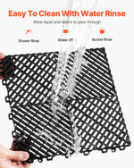 VEVOR Interlocking Drainage Mat, 12” x 12” Modular Interlocking Cushion, 24 Pcs Splicing Drainage Mats, Non-Slip Black PP Drainage Floor Tile and Shower Mat, for Garage, Garden, Kitchen & Outdoor