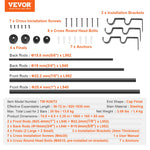 VEVOR Double Rod Curtain Rods, 36-72 inches(3-6ft) Adjustable Length, Black Double Curtain Rods with Cap Finials, 1" and 3/4" Diameter, Double Window Drapery Rod for Sheer and Blackout Curtains