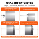 VEVOR 51Pack Cable Railing Kit 3.2mm Wheel Protector Sleeves, Bundle with Black Invisible 3.2mm Swage Tensioner and Terminal, Cable Railing Post Safeguard Covers for 0.41inch Horizontal Hole Post