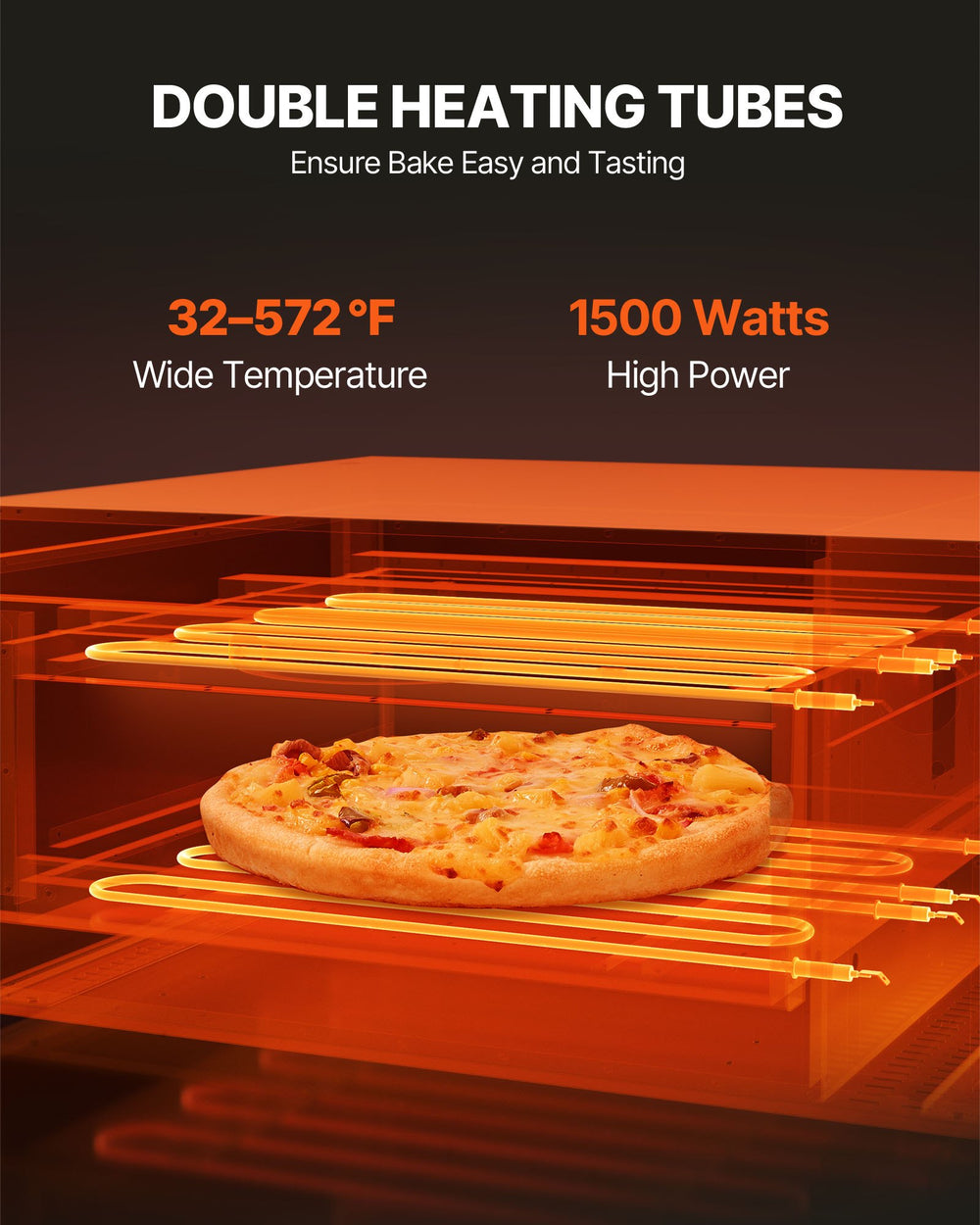 VEVOR Electric Pizza Oven for Countertops, 12-inch, 1500W, with Temp Control & 0-60 Min Timer, Even Baking Technology & Easy Clean Crumb Tray, Ideal for Both Commercial & Home Kitchens