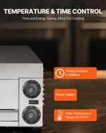 VEVOR Electric Pizza Oven for Countertops, 12-inch, 1500W, with Temp Control & 0-60 Min Timer, Even Baking Technology & Easy Clean Crumb Tray, Ideal for Both Commercial & Home Kitchens