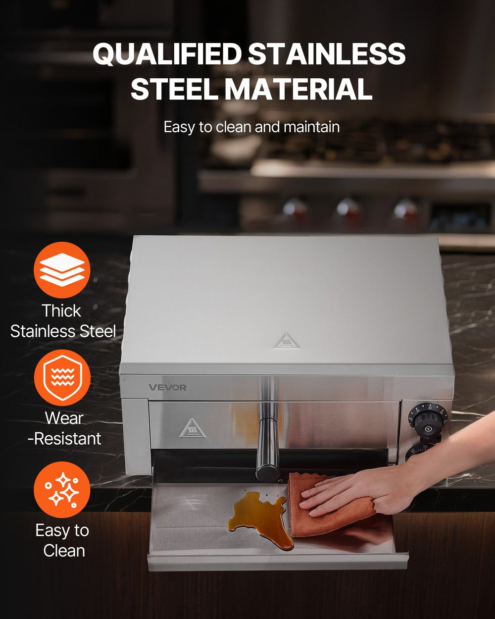 VEVOR Electric Pizza Oven for Countertops, 12-inch, 1500W, with Temp Control & 0-60 Min Timer, Even Baking Technology & Easy Clean Crumb Tray, Ideal for Both Commercial & Home Kitchens