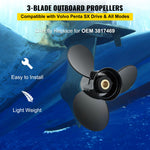 VEVOR Outboard Propeller, Replace for OEM 3817469, 3-Blade 14 1/4 x 21 Pitch Aluminium Boat Propeller, Compatible with Volvo Penta SX Drive All Models, with 19 Tooth Splines, RH