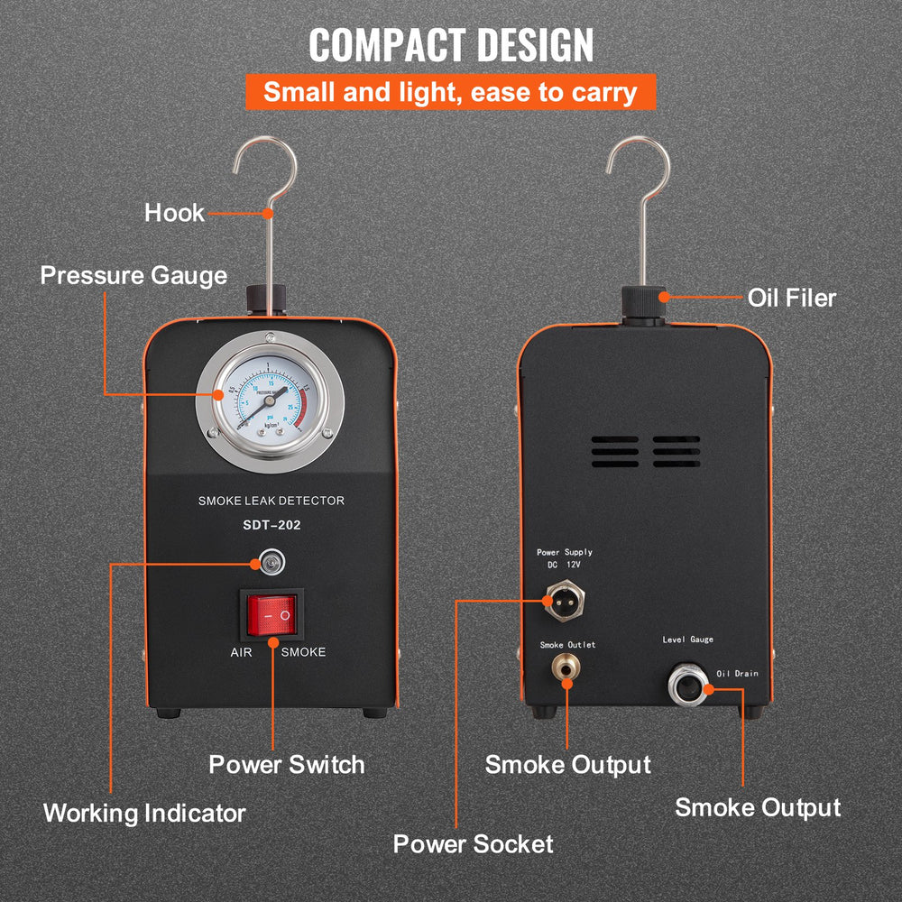 VEVOR Automotive Smoke Leak Detector Smoke Machine Tester EVAP Fuel Pipe System