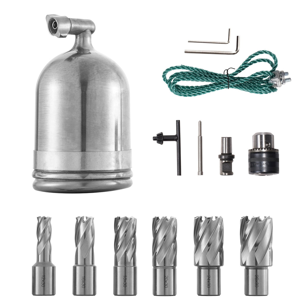 VEVOR 1100W Magnetic Drill Press 12000 N Magnet Force w/6 pcs HSS Annular Cutter Bits