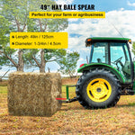 VEVOR Hay Spear 49\" Bale Spear 3000 lbs Capacity, Bale Spike Quick Attach Square Hay Bale Spears 1 3/4\" Wide, Red Coated Bale Forks, Bale Hay Spike with 2 Stabilizer Spears Conus 2