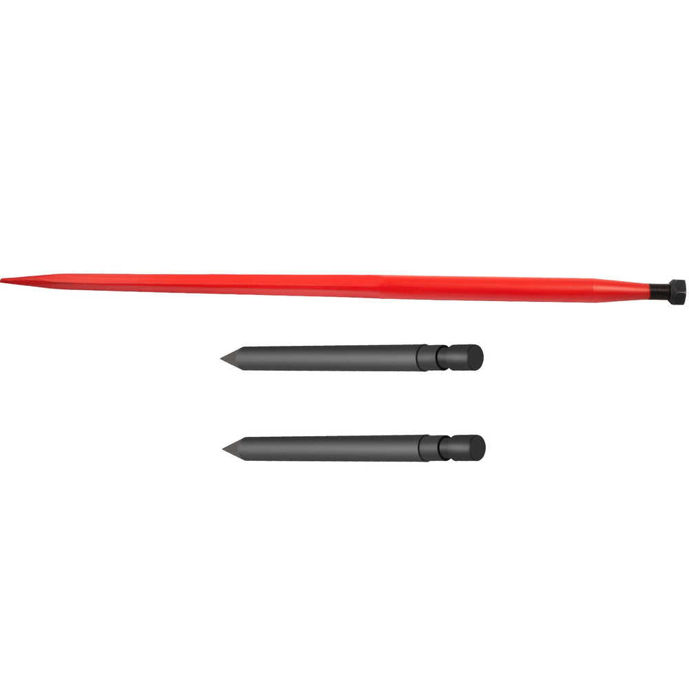 VEVOR Hay Spear 49\" Bale Spear 3000 lbs Capacity, Bale Spike Quick Attach Square Hay Bale Spears 1 3/4\" Wide, Red Coated Bale Forks, Bale Hay Spike with 2 Stabilizer Spears Conus 2