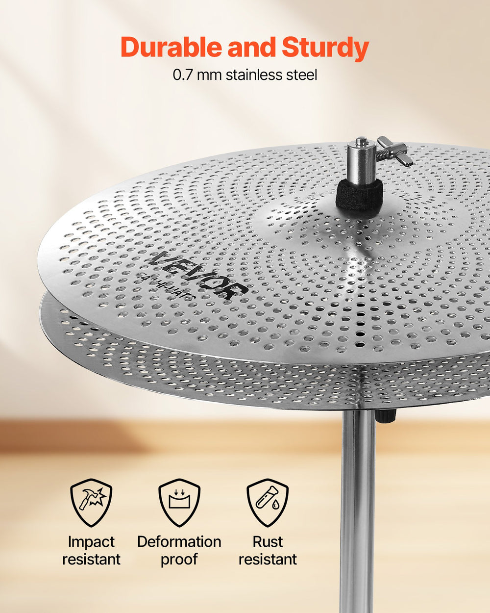 VEVOR Low Volume Cymbal Pack 4 Pieces 350/400/455/505 mm (14/16/18/20 Inches) Alloy Cymbals for Drum