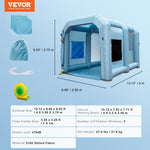 VEVOR Inflatable Spray Booth Car Paint Tent 396 cm x 305 cm x 274 cm Filter System Blower 950W