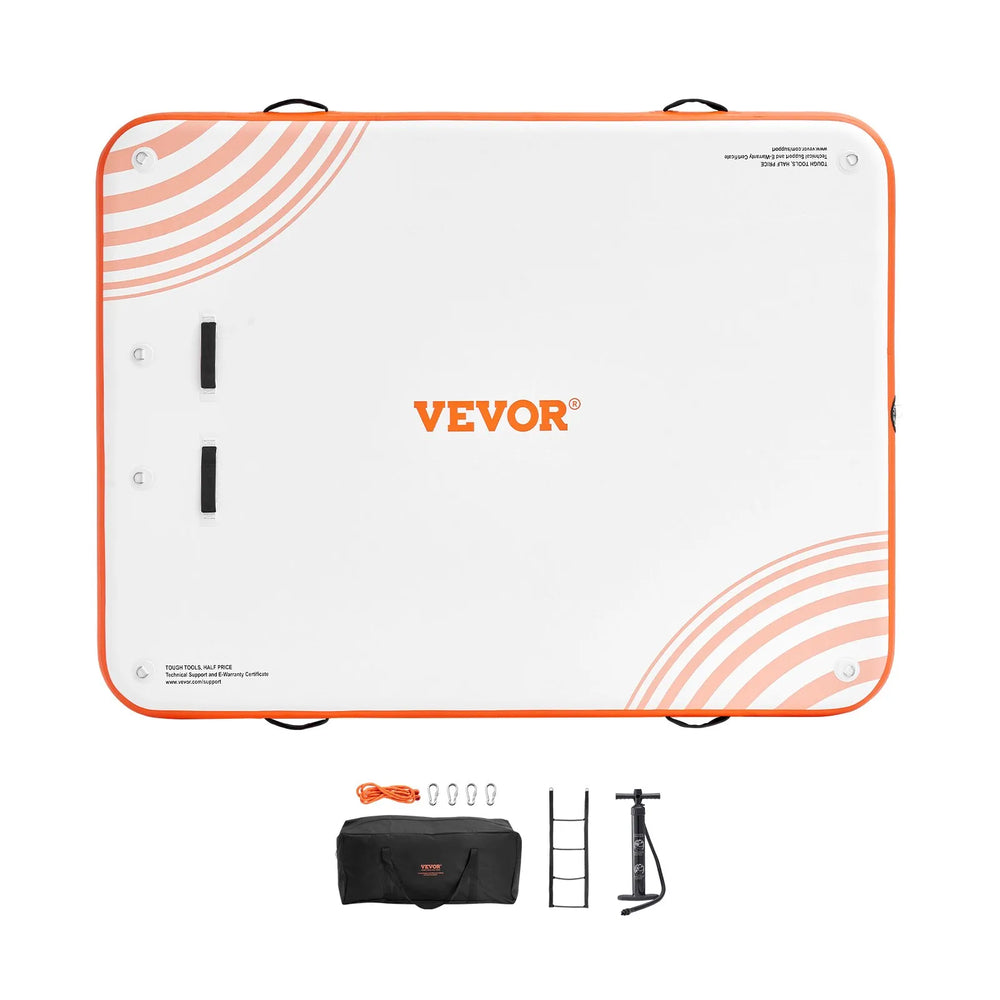 VEVOR Inflatable Floating Dock, 10 x 8FT Inflatable Dock Platform, Non-Slip Water Floating Dock Mat with Portable Carrying Bag & Detachable Ladder, Floating Platform Island Raft for Pool Beach Ocean