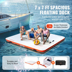 VEVOR Inflatable Floating Dock, 7 x 7FT Inflatable Dock Platform, Non-Slip Water Floating Dock Mat with Portable Carrying Bag & Detachable Ladder, Floating Platform Island Raft for Pool Beach Ocean