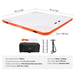 VEVOR Inflatable Floating Dock, 7 x 7FT Inflatable Dock Platform, Non-Slip Water Floating Dock Mat with Portable Carrying Bag & Detachable Ladder, Floating Platform Island Raft for Pool Beach Ocean