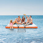 VEVOR Inflatable Floating Dock, 8 x 6FT Inflatable Dock Platform, Non-Slip Water Floating Dock Mat with Portable Carrying Bag & Detachable Ladder, Floating Platform Island Raft for Pool Beach Ocean