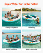 VEVOR Inflatable Floating Dock, 3.05x2.44 M Round Inflatable Dock Platform, Non-Slip Water Air Mat with Portable Carrying Bag & Detachable Ladder, Float Water Platform Island Raft for Pool Beach Ocean