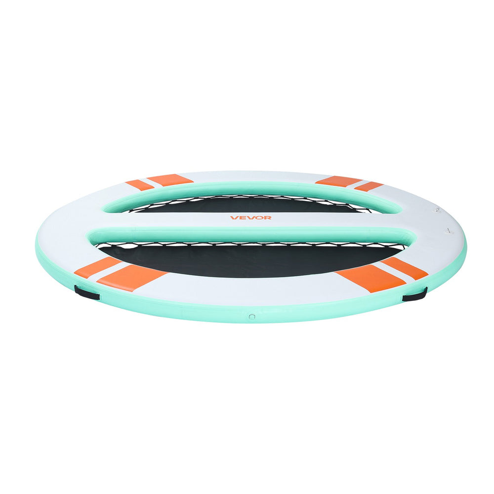 VEVOR Inflatable Floating Dock, 3.05x2.44 M Round Inflatable Dock Platform, Non-Slip Water Air Mat with Portable Carrying Bag & Detachable Ladder, Float Water Platform Island Raft for Pool Beach Ocean