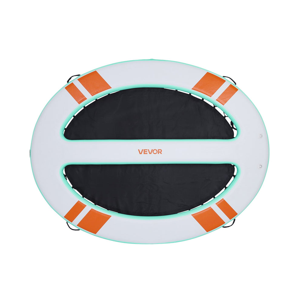 VEVOR Inflatable Floating Dock, 3.05x2.44 M Round Inflatable Dock Platform, Non-Slip Water Air Mat with Portable Carrying Bag & Detachable Ladder, Float Water Platform Island Raft for Pool Beach Ocean