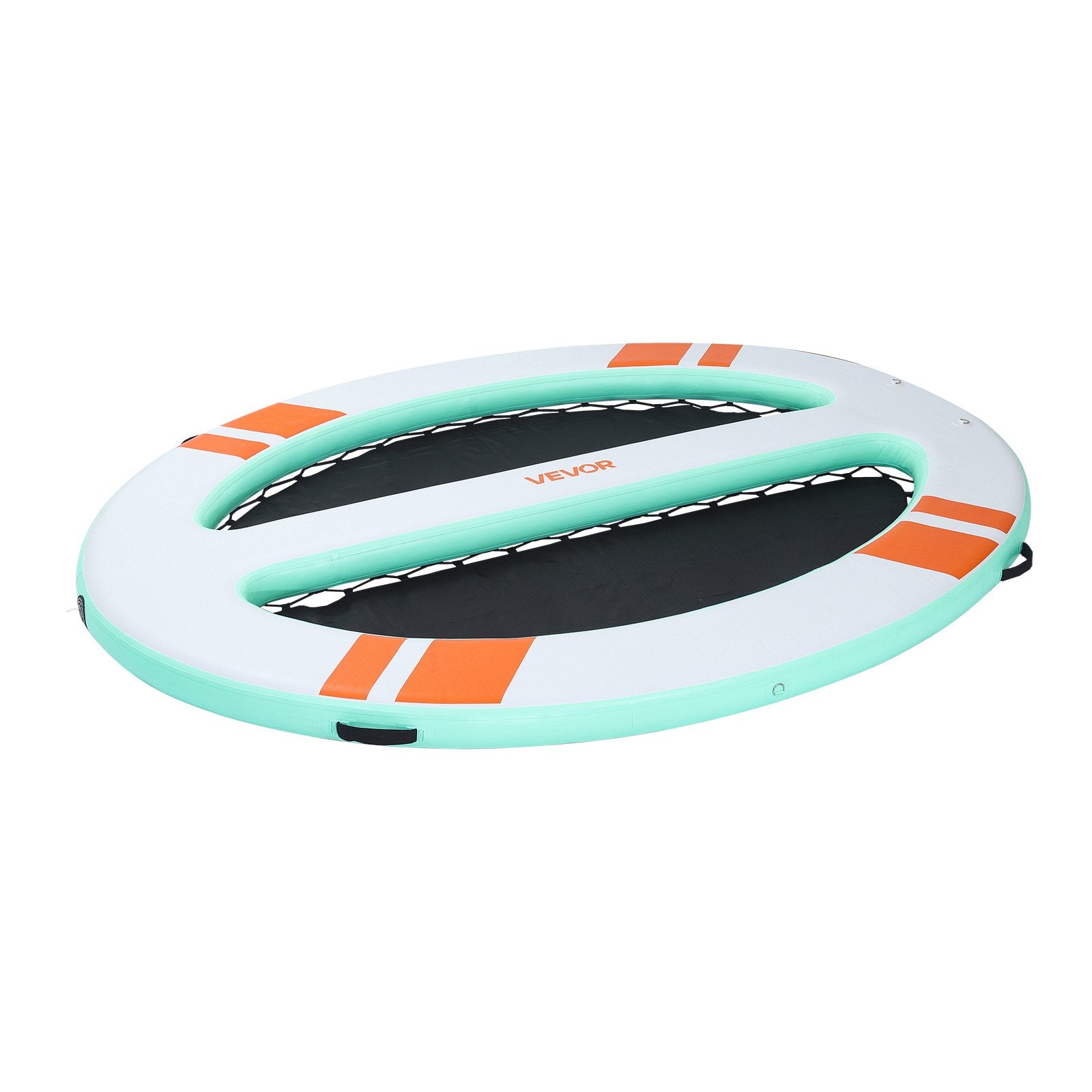 VEVOR Inflatable Floating Dock, 3.05x2.44 M Round Inflatable Dock Platform, Non-Slip Water Air Mat with Portable Carrying Bag & Detachable Ladder, Float Water Platform Island Raft for Pool Beach Ocean
