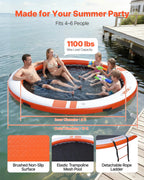 VEVOR Inflatable Floating Dock, 3.05M Inflatable Dock Platform, Non-Slip Water Air Mat with Portable Carrying Bag & Detachable Ladder, Floating Water Platform Island Raft for Pool Beach Ocean, Orange