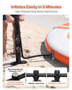 VEVOR Inflatable Floating Dock, 3.05M Inflatable Dock Platform, Non-Slip Water Air Mat with Portable Carrying Bag & Detachable Ladder, Floating Water Platform Island Raft for Pool Beach Ocean, Orange