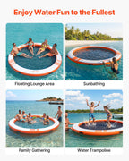 VEVOR Inflatable Floating Dock, 3.05M Inflatable Dock Platform, Non-Slip Water Air Mat with Portable Carrying Bag & Detachable Ladder, Floating Water Platform Island Raft for Pool Beach Ocean, Orange