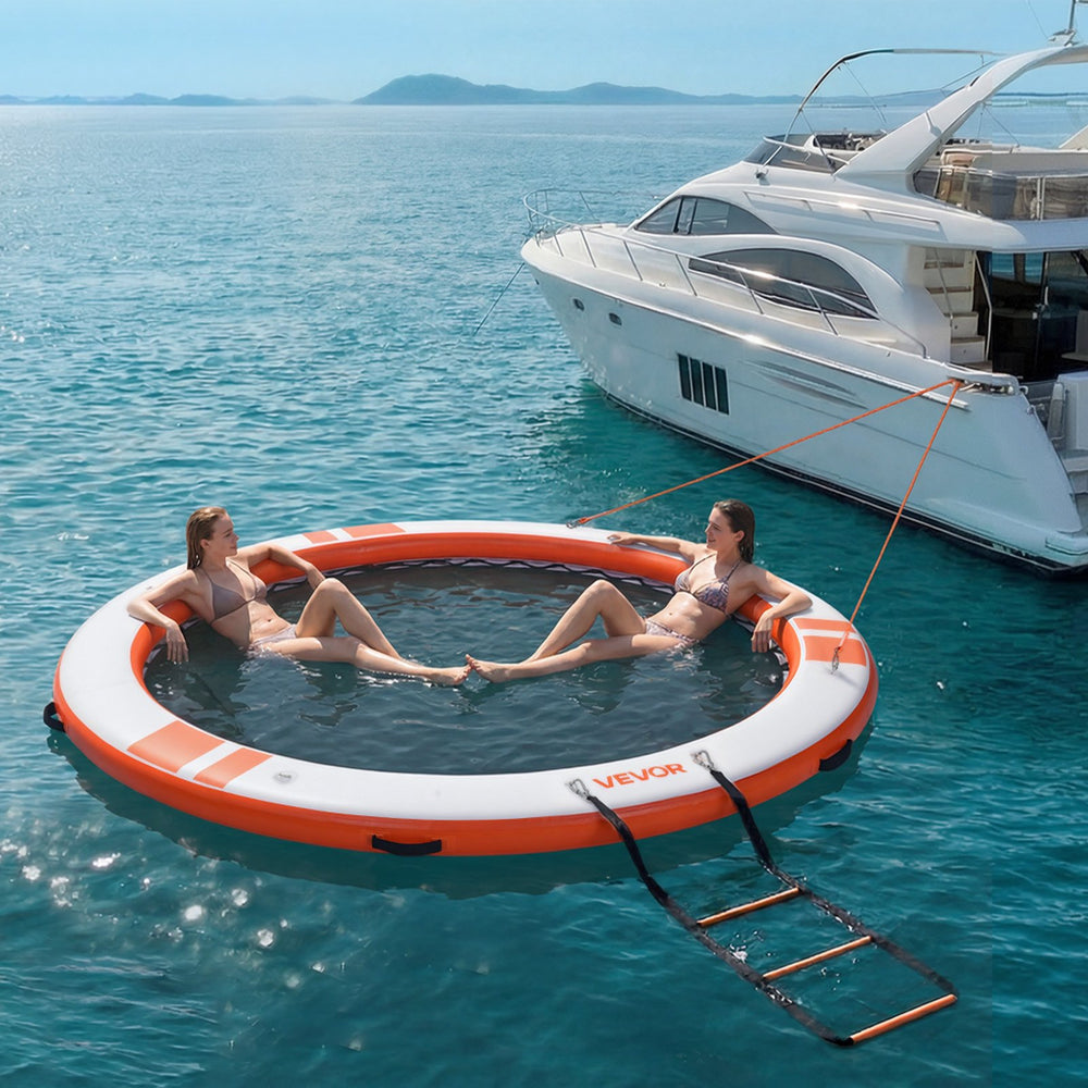 VEVOR Inflatable Floating Dock, 3.05M Inflatable Dock Platform, Non-Slip Water Air Mat with Portable Carrying Bag & Detachable Ladder, Floating Water Platform Island Raft for Pool Beach Ocean, Orange