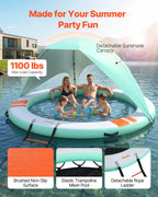 VEVOR Inflatable Floating Dock, 3.05 M Round Inflatable Dock Platform, Non-Slip Water Floating Dock Mat with Portable Carrying Bag & Detachable Ladder, Float Platform Island Raft for Pool Beach Ocean