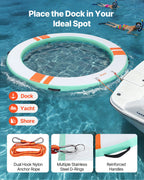 VEVOR Inflatable Floating Dock, 3.05 M Round Inflatable Dock Platform, Non-Slip Water Floating Dock Mat with Portable Carrying Bag & Detachable Ladder, Float Platform Island Raft for Pool Beach Ocean