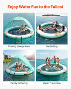 VEVOR Inflatable Floating Dock, 3.05 M Round Inflatable Dock Platform, Non-Slip Water Floating Dock Mat with Portable Carrying Bag & Detachable Ladder, Float Platform Island Raft for Pool Beach Ocean