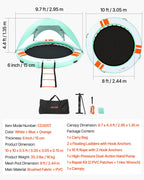 VEVOR Inflatable Floating Dock, 3.05 M Round Inflatable Dock Platform, Non-Slip Water Floating Dock Mat with Portable Carrying Bag & Detachable Ladder, Float Platform Island Raft for Pool Beach Ocean