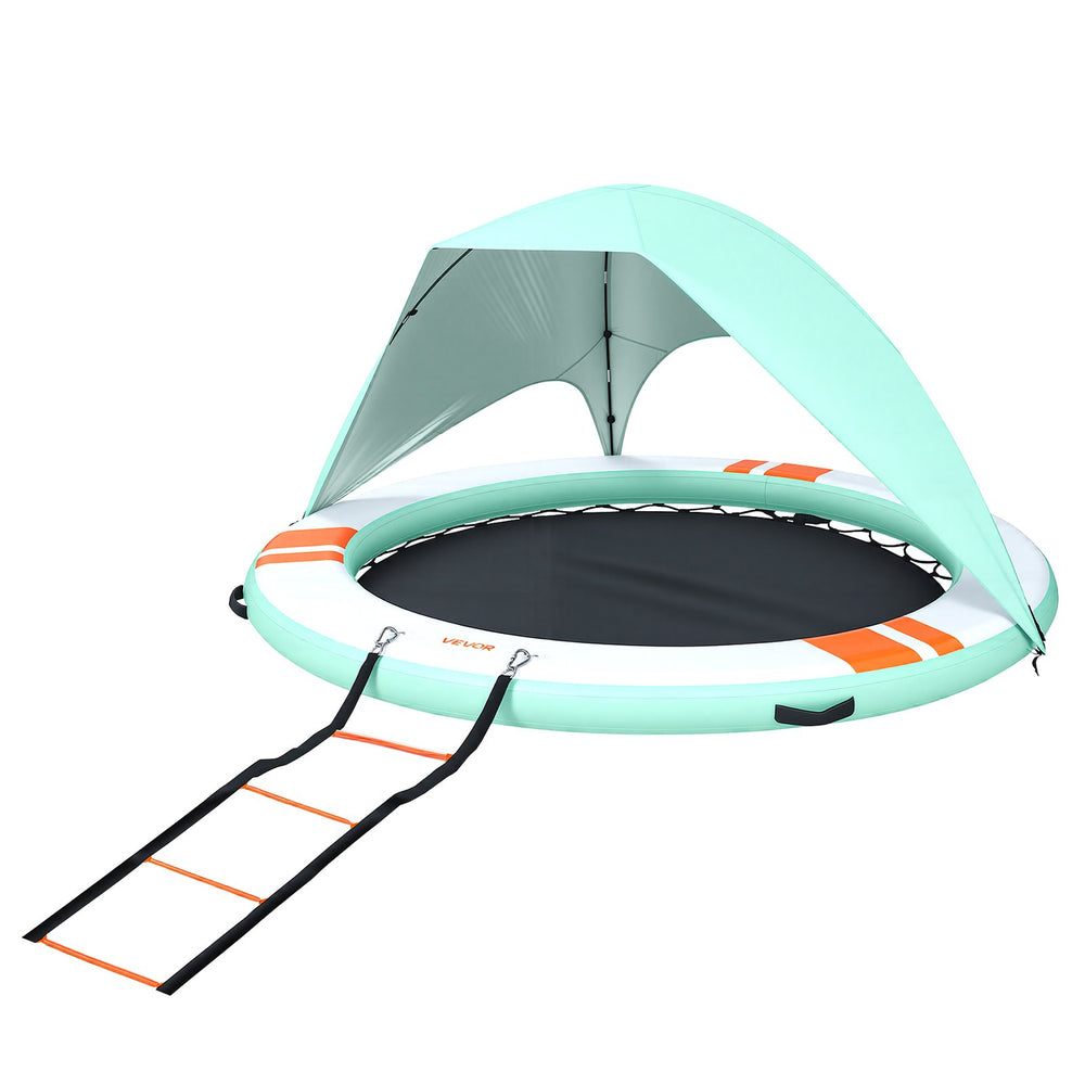 VEVOR Inflatable Floating Dock, 3.05 M Round Inflatable Dock Platform, Non-Slip Water Floating Dock Mat with Portable Carrying Bag & Detachable Ladder, Float Platform Island Raft for Pool Beach Ocean