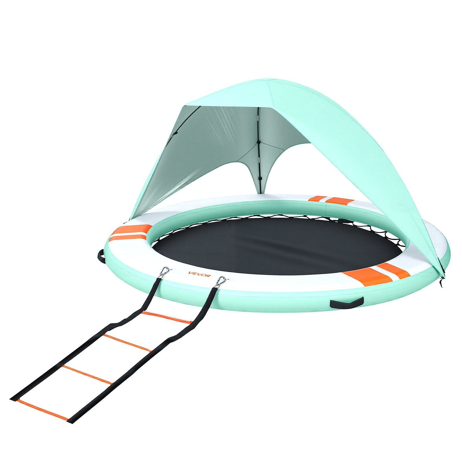 VEVOR Inflatable Floating Dock, 3.05 M Round Inflatable Dock Platform, Non-Slip Water Floating Dock Mat with Portable Carrying Bag & Detachable Ladder, Float Platform Island Raft for Pool Beach Ocean
