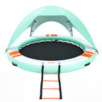 VEVOR Inflatable Floating Dock, 3.05 M Round Inflatable Dock Platform, Non-Slip Water Floating Dock Mat with Portable Carrying Bag & Detachable Ladder, Float Platform Island Raft for Pool Beach Ocean