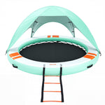 VEVOR Inflatable Floating Dock, 3.05 M Round Inflatable Dock Platform, Non-Slip Water Floating Dock Mat with Portable Carrying Bag & Detachable Ladder, Float Platform Island Raft for Pool Beach Ocean