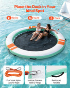 VEVOR Inflatable Floating Dock, 3.66 M Round Inflatable Dock Platform, Non-Slip Water Air Mat with Portable Carrying Bag and Detachable Ladder, Floating Water Platform Island Raft for Pool Beach Ocean