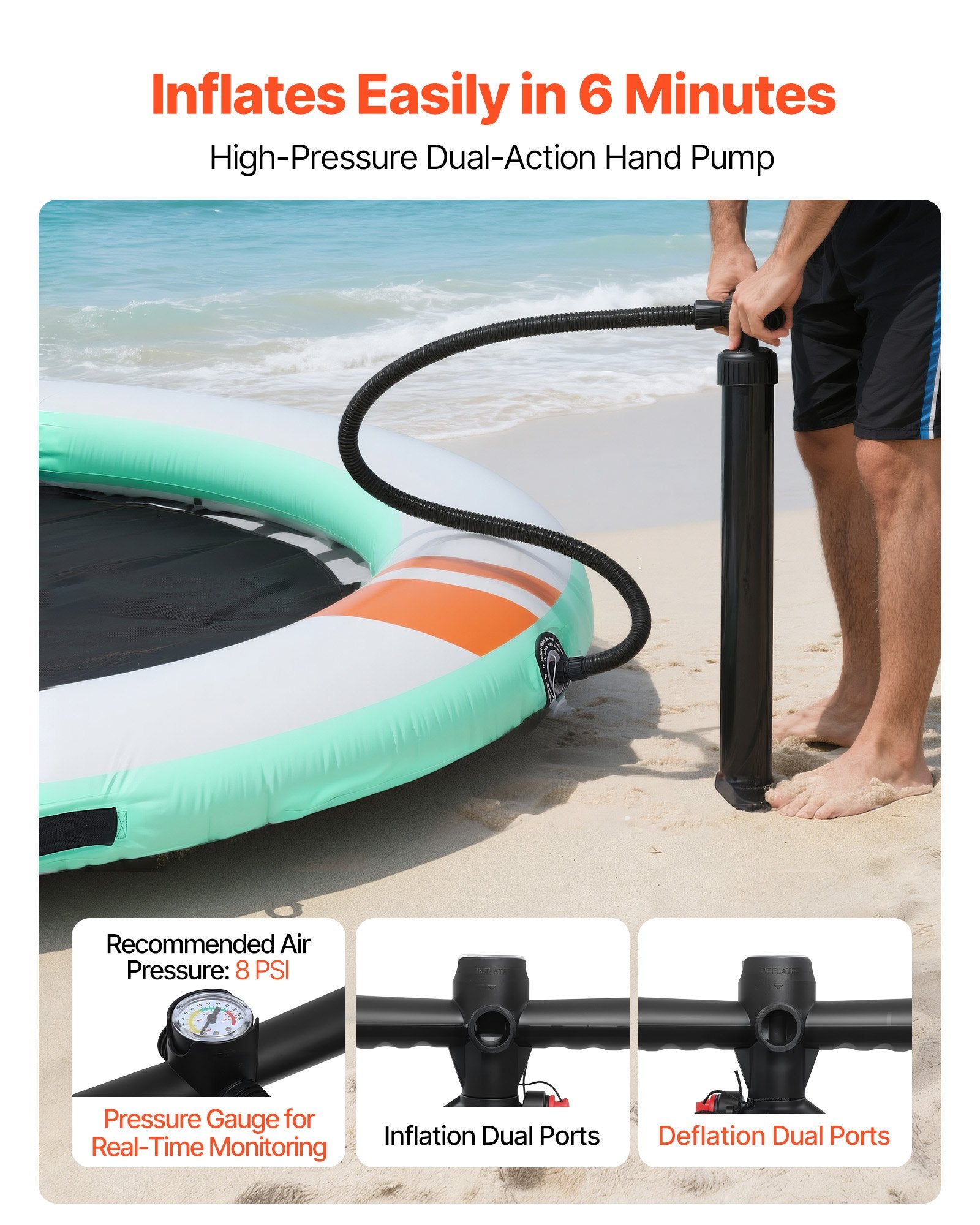 VEVOR Inflatable Floating Dock, 3.66 M Round Inflatable Dock Platform, Non-Slip Water Air Mat with Portable Carrying Bag and Detachable Ladder, Floating Water Platform Island Raft for Pool Beach Ocean